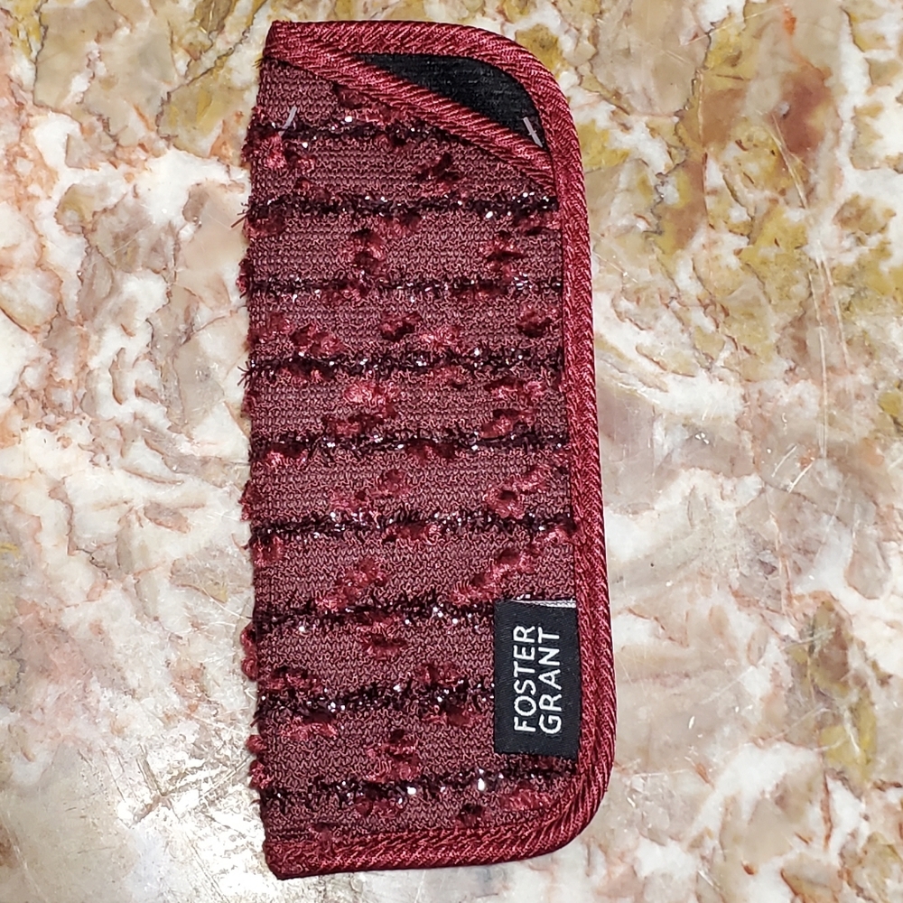 Foster Grant Two-tone Red Eyeglass Case With Frills